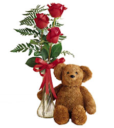 Bear and Rose Bud Vase