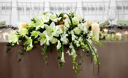 The White Linen Arrangement from Visser's Florist and Greenhouses in Anaheim, CA