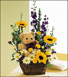 Bear and Basket Bouquet