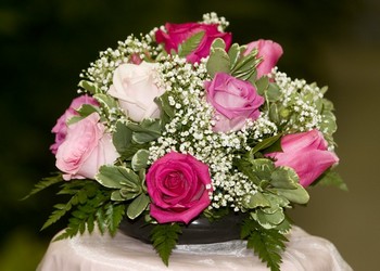 Colored Rose Centerpiece from Visser's Florist and Greenhouses in Anaheim, CA