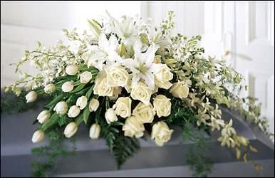 Ressurection Casket Spray from Visser's Florist and Greenhouses in Anaheim, CA