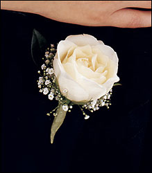 White Ice Rose Boutonniere from Visser's Florist and Greenhouses in Anaheim, CA