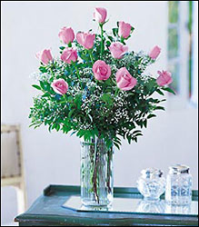A Dozen Pink Roses from Visser's Florist and Greenhouses in Anaheim, CA